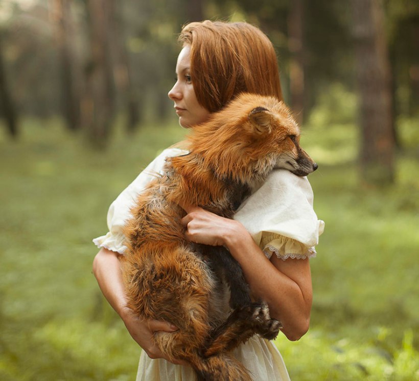 Model with fox by Katerina Plotnikova