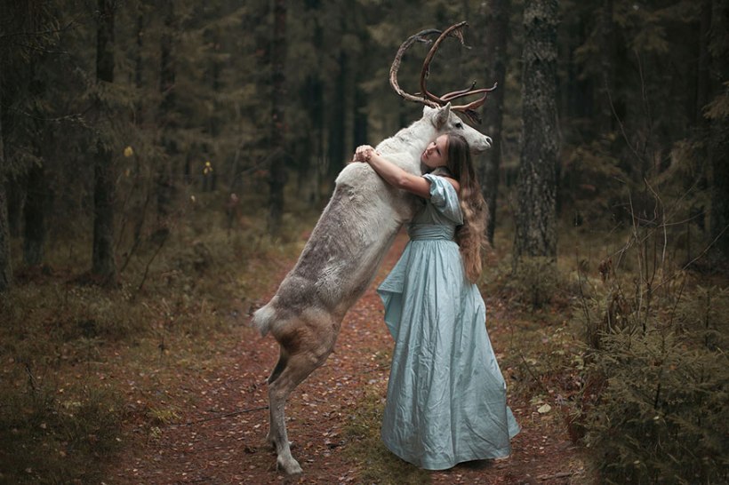 Model with elk by Katerina Plotnikova