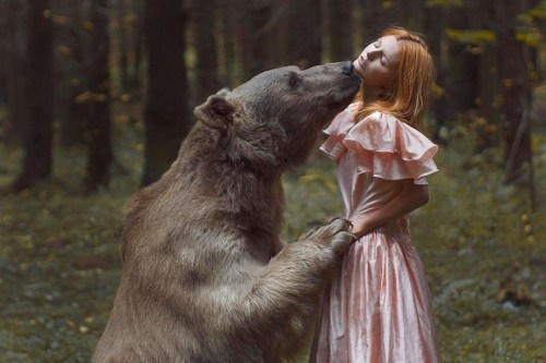Model with bear by Katerina Plotnikova