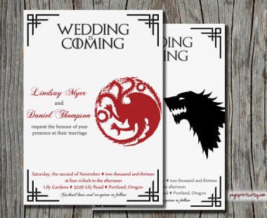 Game of Thrones wedding invitations by PegsPrints