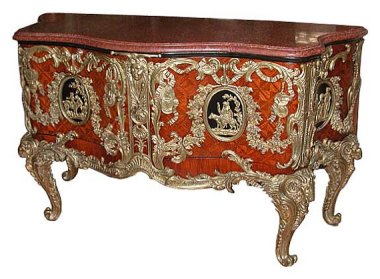 Sheesh. 18th Century French Cabinet With Bronze Trim (which should have been set on fire as a public service centuries ago). $60K by AntiquarianTraders