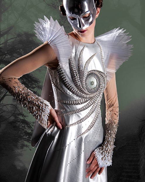 In this case, the $10K price tag doesn't seem unreasonable. This costume gown in silver leather with hand embroidery and beading is a real work of art, and an award winner to boot. By Beata Kania, sold by AnythingDiscovered