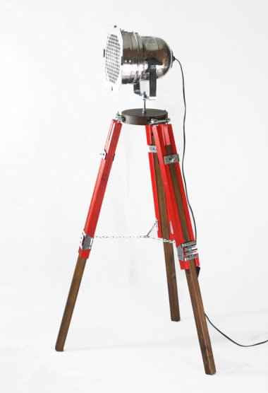 I never get tired of these tripod lamps. This red beauty is by ReclaimDesignEveri