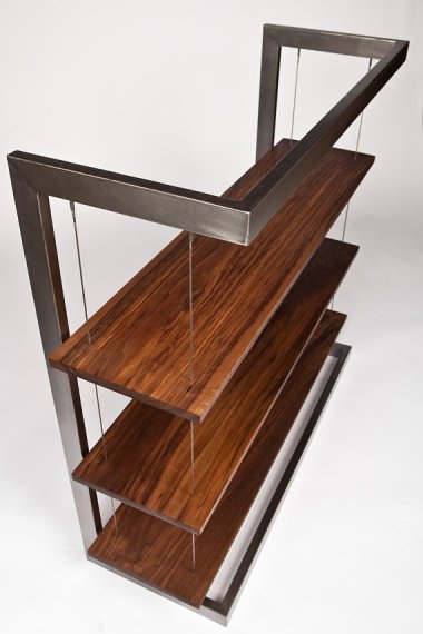Suspended Walnut Bookshelf by TaylorDonskerDesign