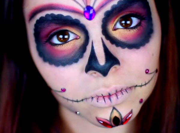 Calavera sugar skull makeup for Mexican Day of the Dead