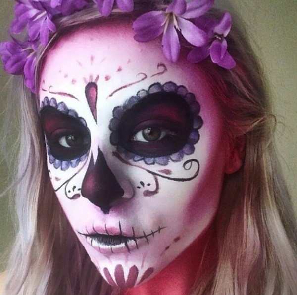 Calavera sugar skull makeup for Mexican Day of the Dead