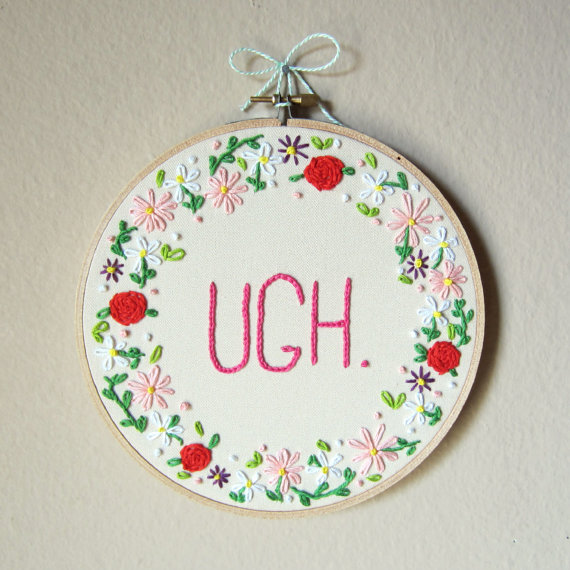 Category: hoop art. Inspiration: depression, flowers.Suggested title: Mondays, MIRight?