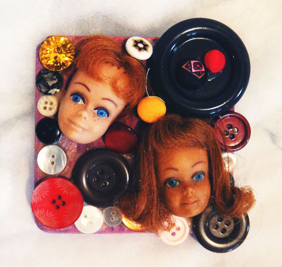 Category: wall hanging. Inspiration: bad breakup, buttons. Suggested title: I made this in art therapy.