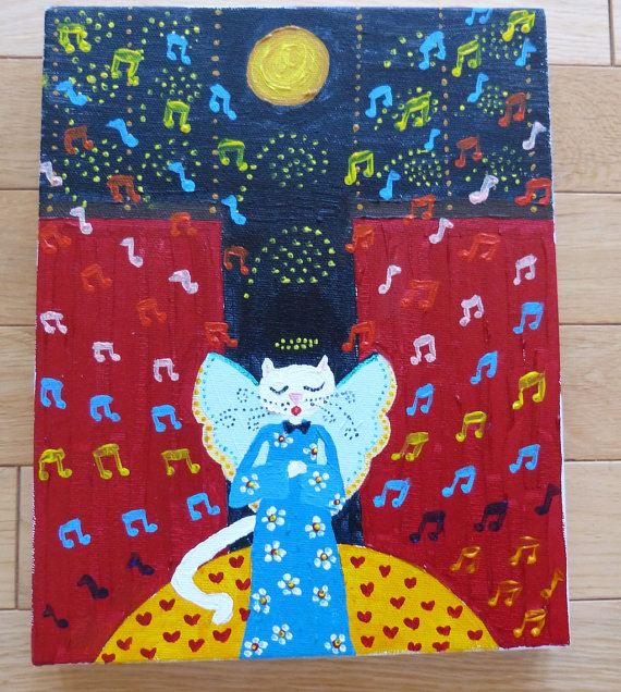 Category: acrylic paintings. Inspiration: cats. Lots and lots of cats.Suggested title: Cats are God's way of saying howdy