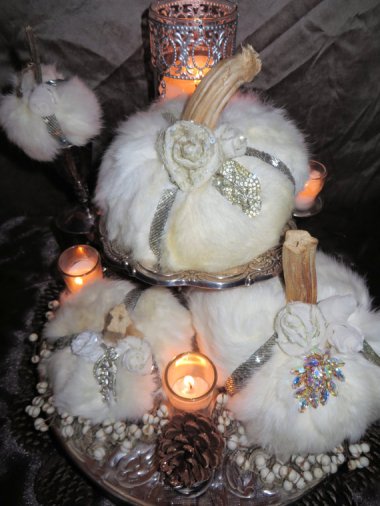 W the actual F? Fur pumpkin centerpiece. By OrnateSplendor who really hates rabbits