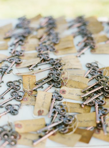 I am hopelessly in love with these skeleton-key-bottle-opener wedding favors by TreesOfLace