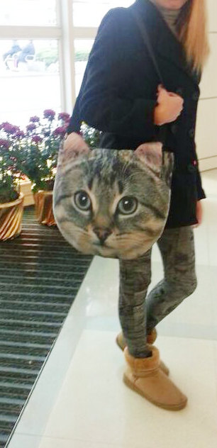Large cross-body cat bag by BenWineWin. Dear, Ben. I think the wine is winning.