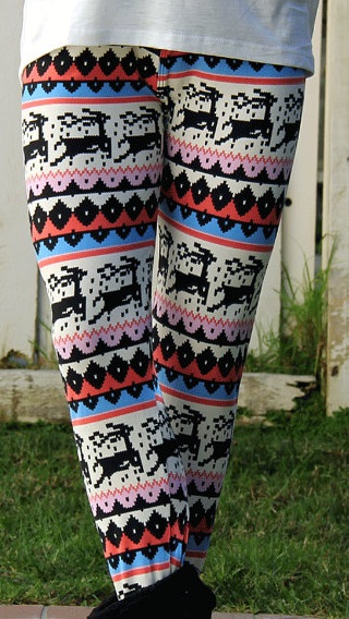 Ugly Christmas sweaters too subtle for you? Well why not pair them with these leggings? By AmandaSmithLtv who has gone so hard with the hipster irony, not even she knows if she's joking