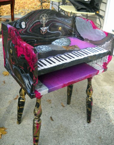 Here's something you don't see every day: multiple-personality furniture: "Stellar Steampunk Teleportation Telephone Table" by ThumbPrintz