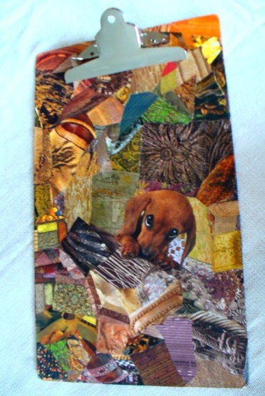 Hate your co-worker? Here's the perfect passive-aggressive way to communicate that! Decoupage clipboard which smacks of art therapy by WonderBarrel