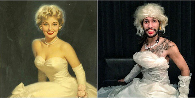 "Blonde Beauty" by Walt Otto, circa 1950's I kind of think the wig is cheating, but the result is so awesome, I'll give them a pass