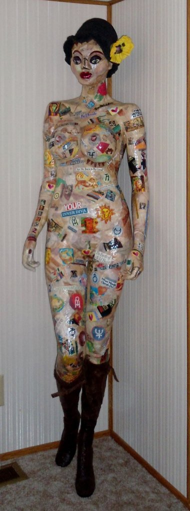 $3,000 decoupaged mannequin. 