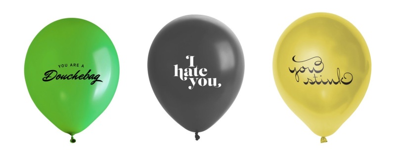 Have something nasty to say, but hate confrontation? Need to break it off, but don't want to be a bummer? Then these adorable Jerk Balloons by FairGoods could be just the thing!
