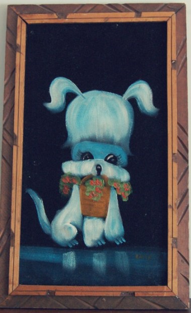 No listing of vintage crap on Etsy would be complete without at least one velvet painting, and this one's a beaut. Sold by AccidentalCharm