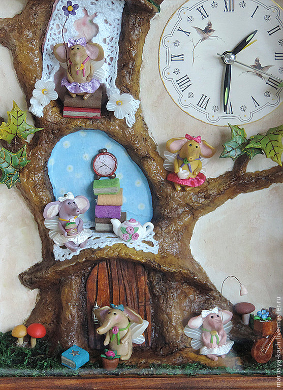 Weird clock with miniature elephants and I don't know what else. By MarusyaKacharizkina