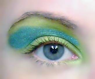 What's worse than blue eyeshadow over your whole eyelid? Blue AND green eyeshadow, that's what. By PinkQuartzMinerals