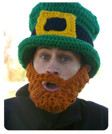 If you're going to go leprechaun, you may as well go all the way. Oddly adorable hat and beard by BurlyBeardCo