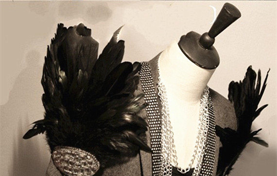 Rhinestone Feather Epaulets