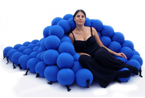 Balls! This bed/seating system is comprised of 120 foam balls which can be configured in a number of ways. At least it's not boring!