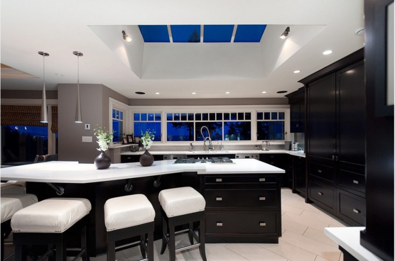 Ebony black and white modern kitchen by blurrdMEDIA