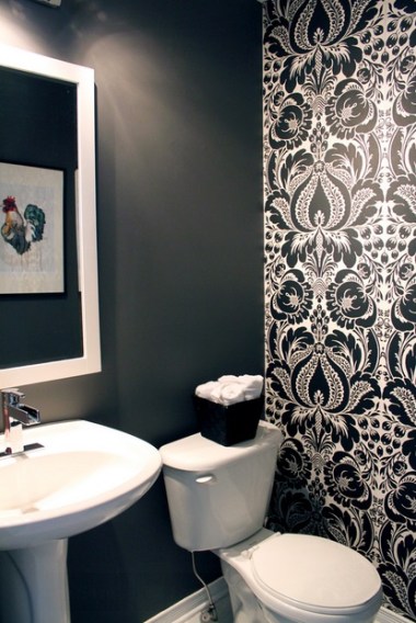 Black and white bathroom by Leclair Decor