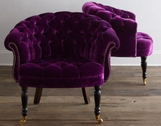 Purple velvet chair by Horchow