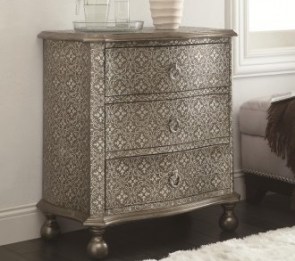 You don't want to overdo damask, but a single accent piece like this chest would be perfect. Sold by MM Furniture