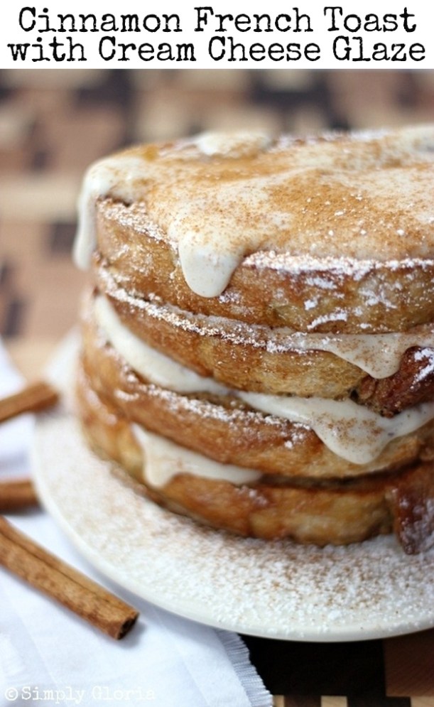 Honestly, this Cinnamon French Toast with Cream Cheese Glaze sounds waaaay too sweet for me, but the picture was so beautiful, I couldn't resist including it.