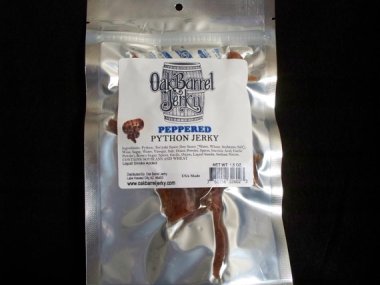 I wouldn't eat regular python jerky, but peppered python jerky? I'm all over it. By OakBarrelJerky