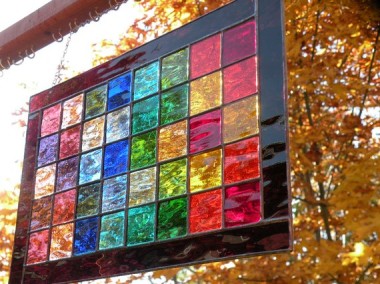Truly stunning rainbow stained glass panel by RavenGlassGirl
