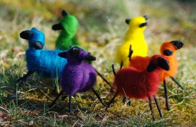 Felted rainbow sheep! By BondurantMountainArt
