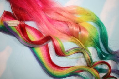 Rainbow hair extensions by Cloud9Jewels