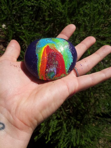 Look! It's a rock painted to vaguely resemble diseased (but fancy) lady parts! By GlitterBombArt