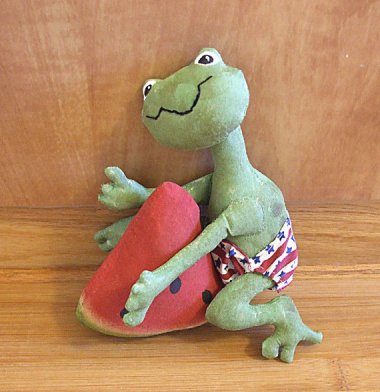 Just another frog wearing a stars and stripes diaper, humping a slice of watermelon. By SkunkHollow