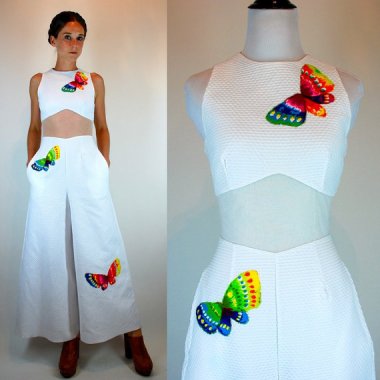 This vintage embroidered cotton jumpsuit is so fresh and beautiful, you could get married in it! By BluegrassVoodoo