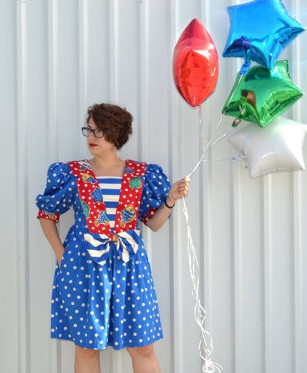Clown-like vintage culottes sold by YellowWoodVintage
