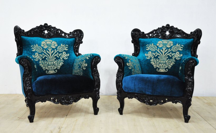 2 x Vintage Armchairs - black king