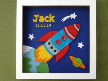 Absolutely adorable personalized felt wall art. By KJsWorkshop
