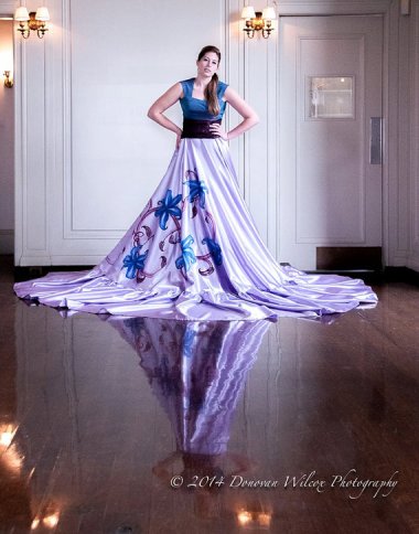 PeacefulFashions calls this a floor-length hand-painted wedding gown. It should be called a 2-floor-length dress.