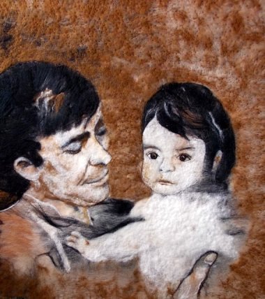 Is your family kind of hairy? Is your baby a lump with a head? Then why not commission one of these felted portraits by ShimaFiberArt?