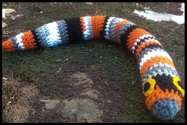 And now for the traditional back-to-school knitted snake... wait. What? By LadyLorienDesigns