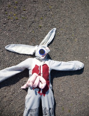 Roadkill rabbit costume. By missnessamonster