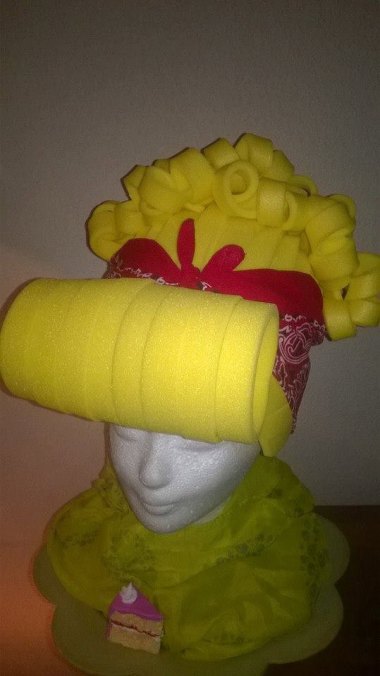 Foam Lucille Ball wig. At least it would be very absorbent if you got sweaty. By LadyMallemour