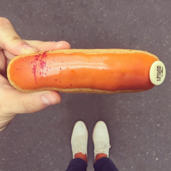 Sometimes an eclair is just an eclair . . . Not this time, though. This time, it's clearly a penis. Photo by Tal Spiegel,  comment by Tal Spiegel's subconscious