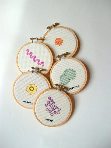 This crosstitch collection of 5 common STDs is sure to be a hit by any sickbed. By aliciawatkins